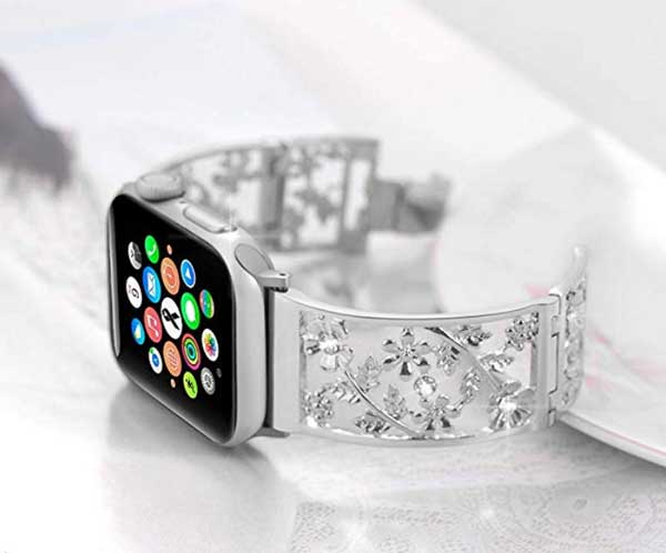 Μεταλλικό λουρί Floral μπάντα για ρολόι Apple