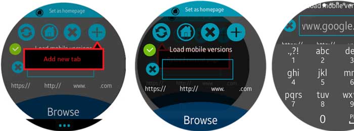 Εφαρμογή WebBrowser για smartwatch Samsung