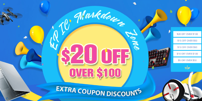 Οδηγός: Epic Mark Down Sale Promosi στο Gearbest.com –Κωδικός κουπονιού ΕΚΠΤΩΣΗ 20 $