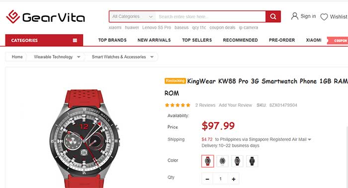 KingWear KW88 Pro 3G Smartwatch -Κωδικός κουπονιού